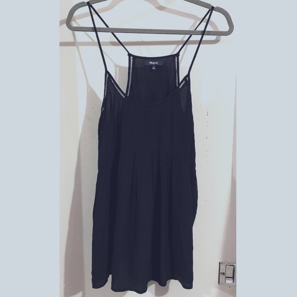 Black Madewell Pleated Racerback Cami Tank Top Size Large- L